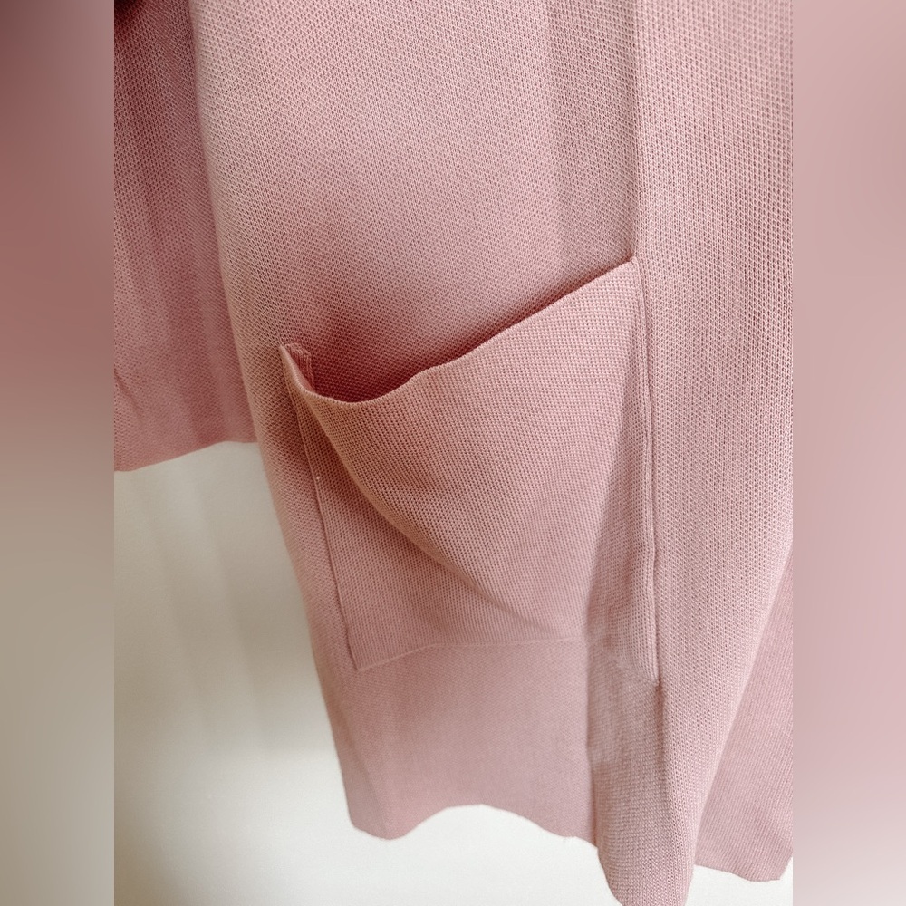 Nina Leonard - Blush Pink - Long Open Front Cardigan - Size: Large - Picture 6 of 8